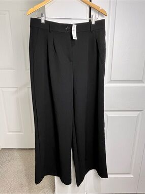 New Loft Versa Crepe Drape Palazzo Pant Women’s Black Career Casual US Size 12